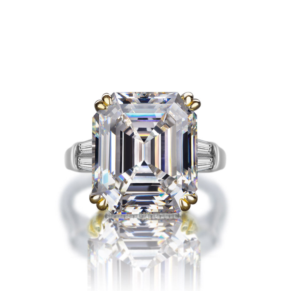 Asscher Cut Gemstone Sterling Silver Ring