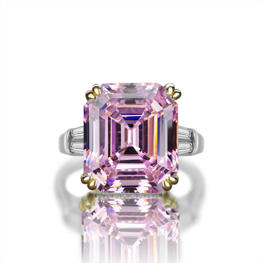 Asscher Cut Gemstone Sterling Silver Ring