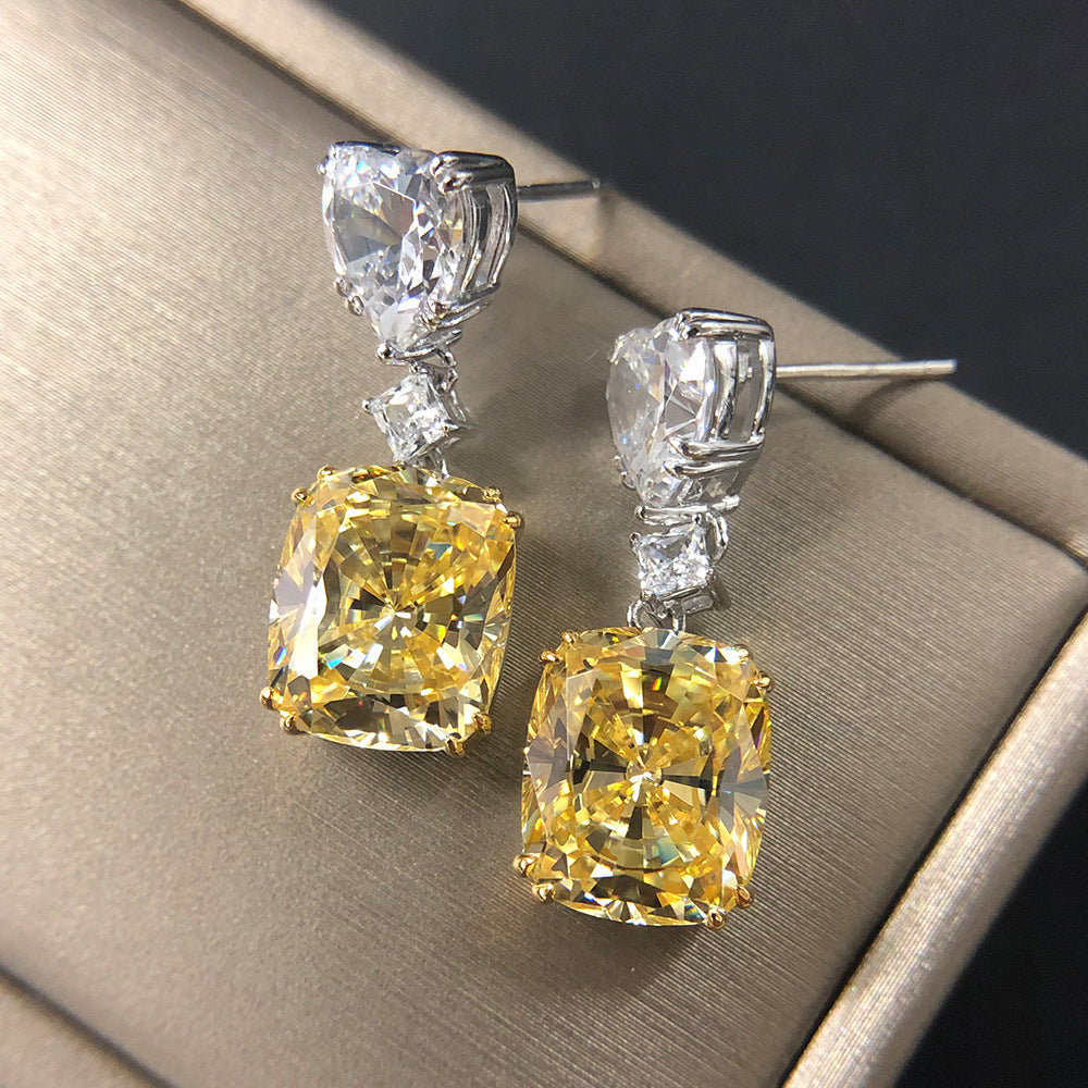Asscher Cut Gemstone Sterling Silver Earring