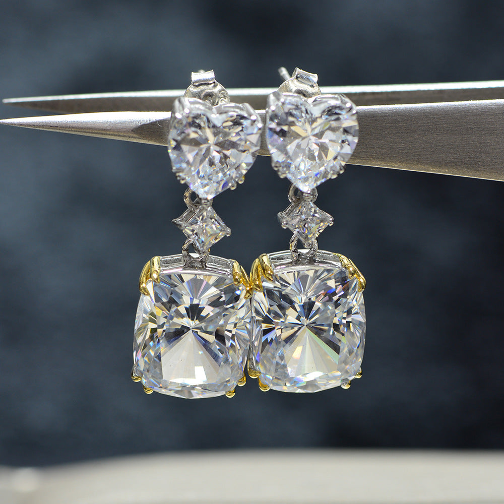 Asscher Cut Gemstone Sterling Silver Earring