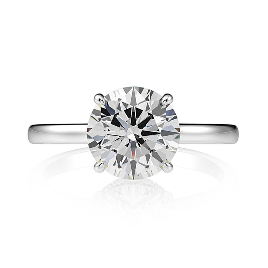 Classic Four Prong Setting Silver Engagement Ring