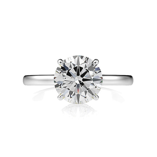 Classic Six Prong Round Stone Silver Ring