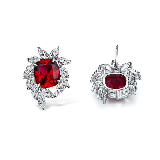 Cushion Cut Gemstone Sterling Silver Ear Stud