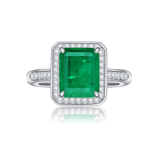 Emearld Inlaid Sterling Silver Enhancer Ring