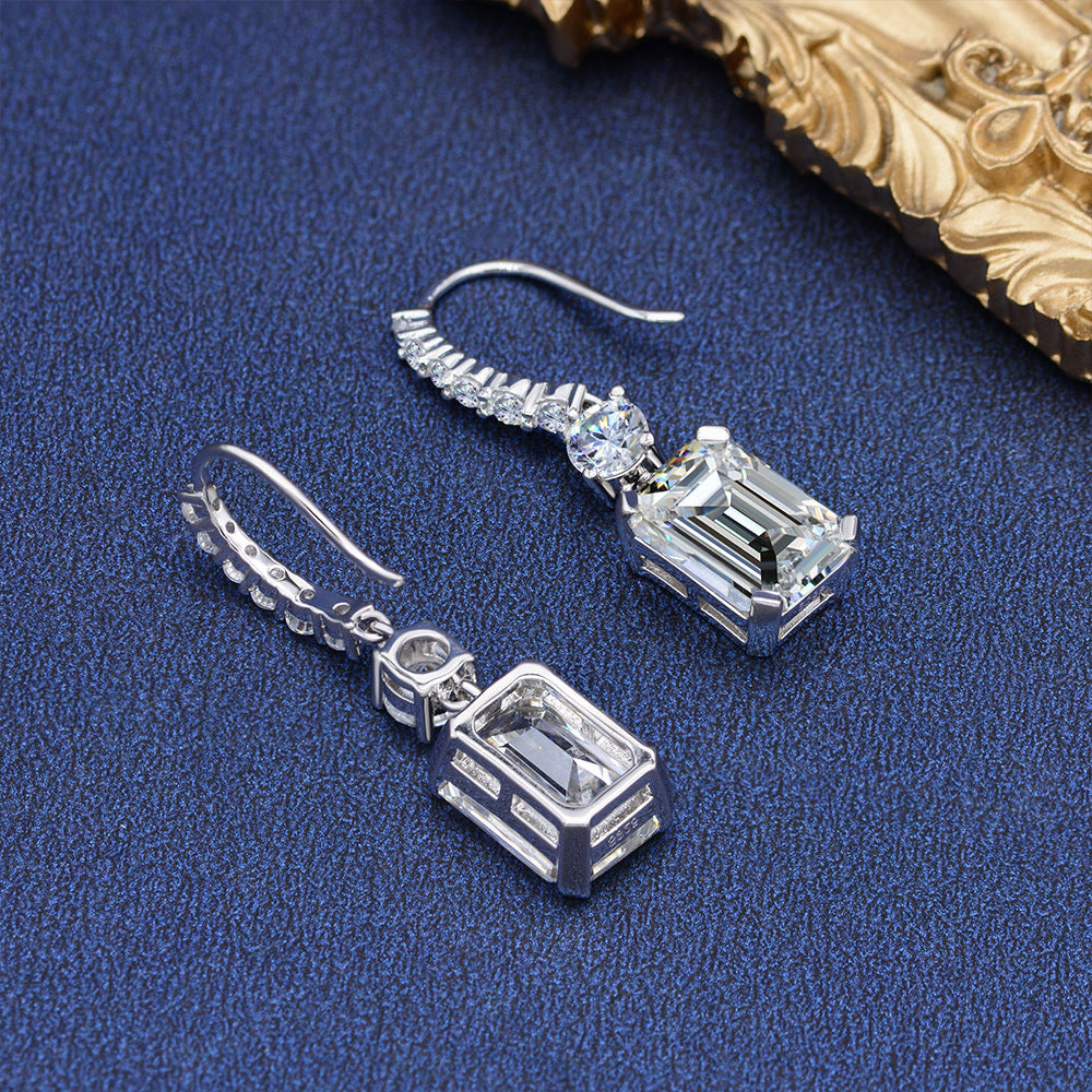 Emerald Cut Gemstone Sterling Silver Earring