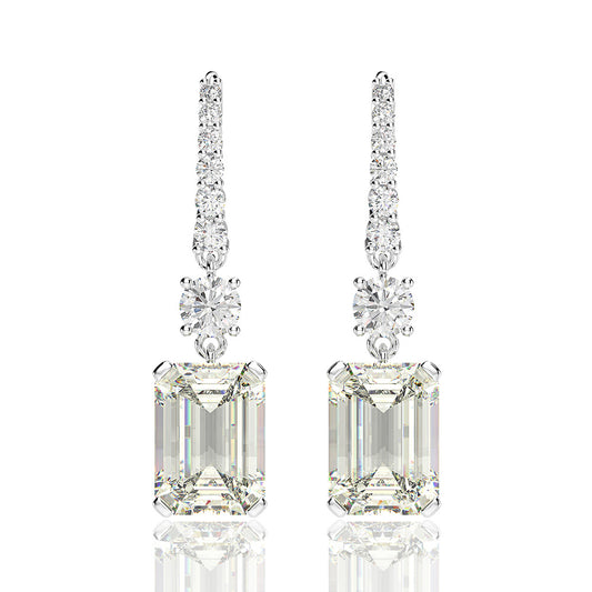 Emerald Cut Gemstone Sterling Silver Earring