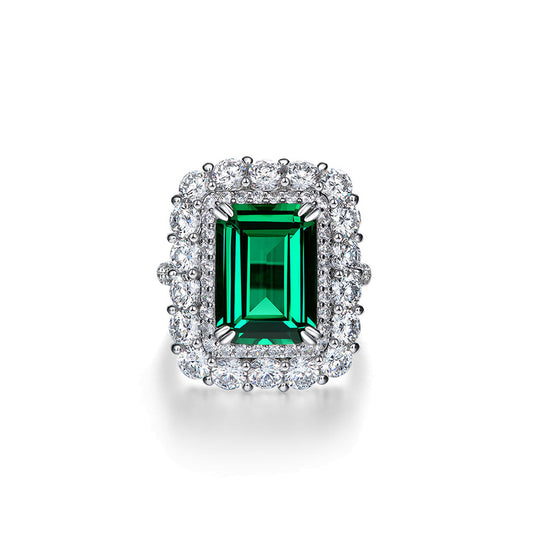 Emerald Cut Gemstone Vintage Style Silver Ring