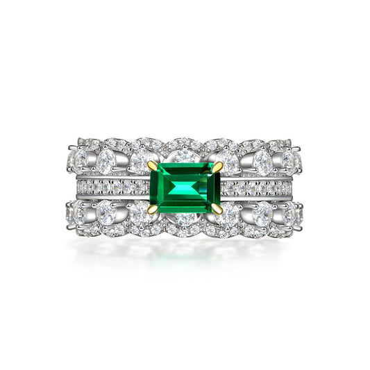 Emerald Inlaid Golden Claw Sterling Silver Enhancer Ring