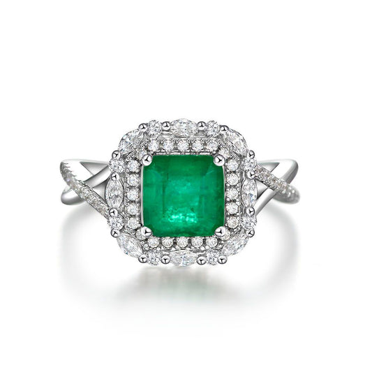 Emerald Inlaid Sterling Silver Enhancer Ring
