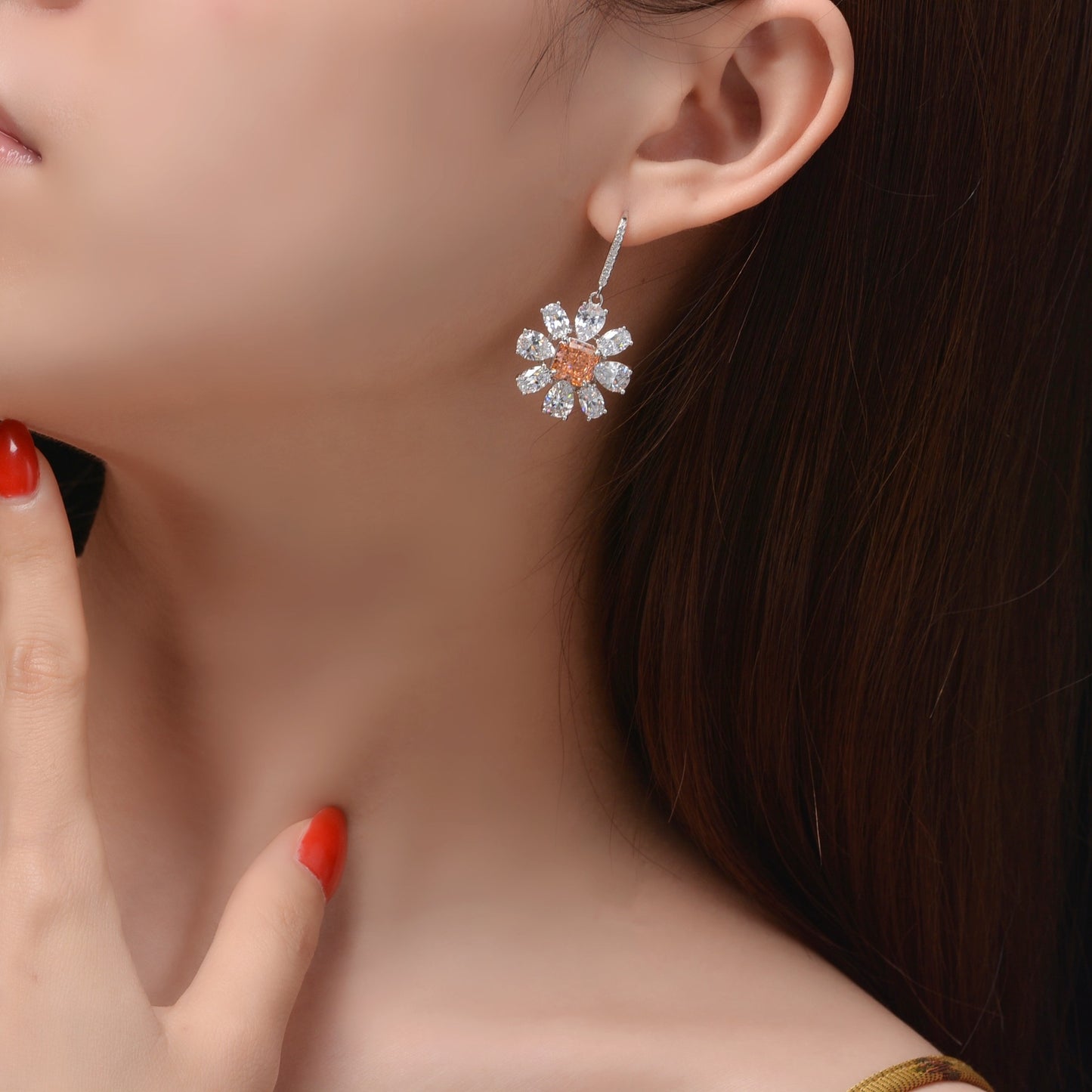 Flower Style Gemstone Sterling Silver Earring