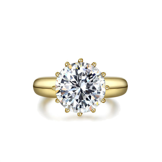 Gold Plated Sterling Silver Round Genstone Ring