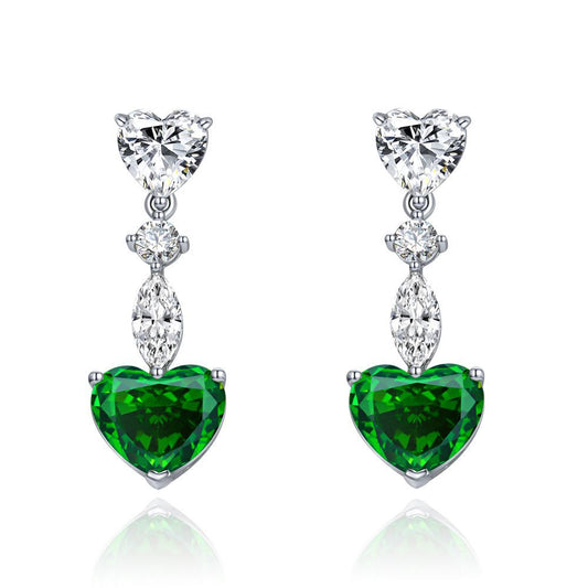 Heart Shaped Gemstone Silver Earring