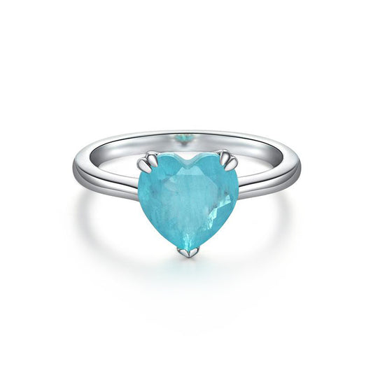 Heart Shaped Paraiba Stone Sterling Silver Ring