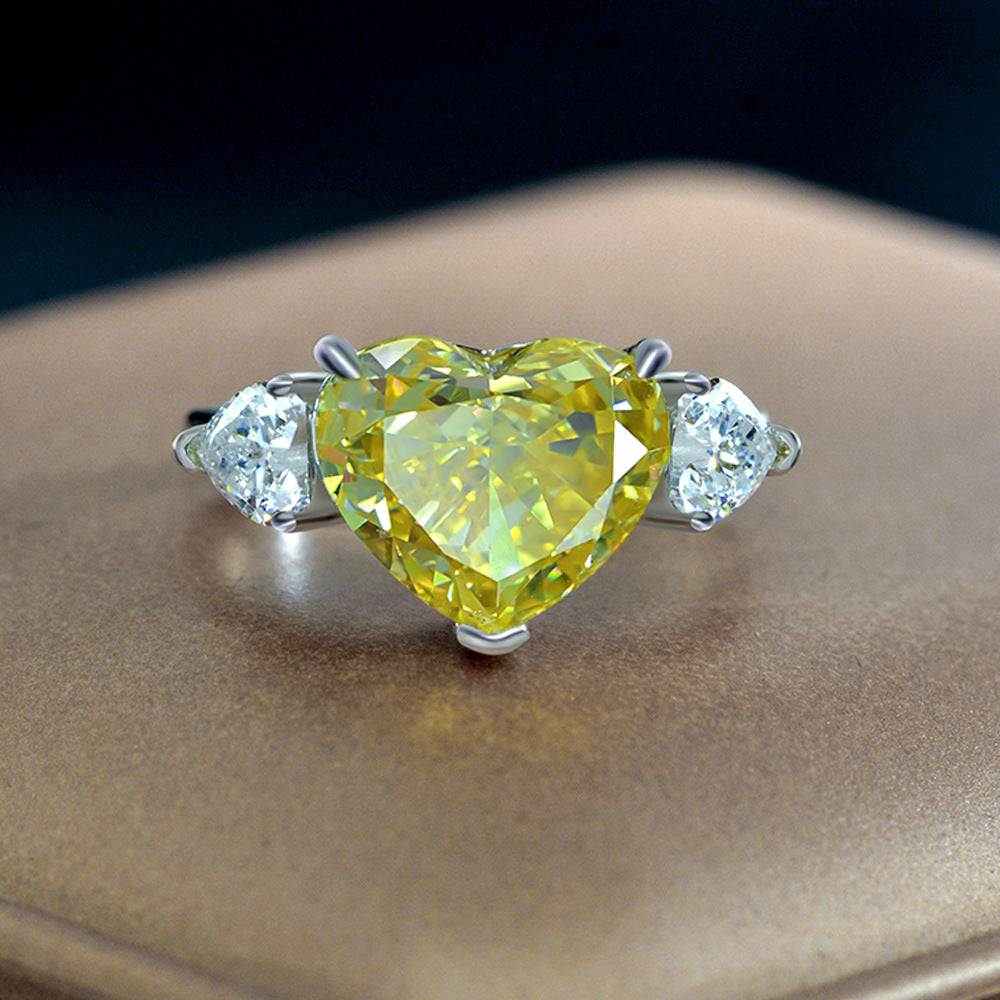 Heart Shaped Gemstone Three Claw Sterling Silver Ring