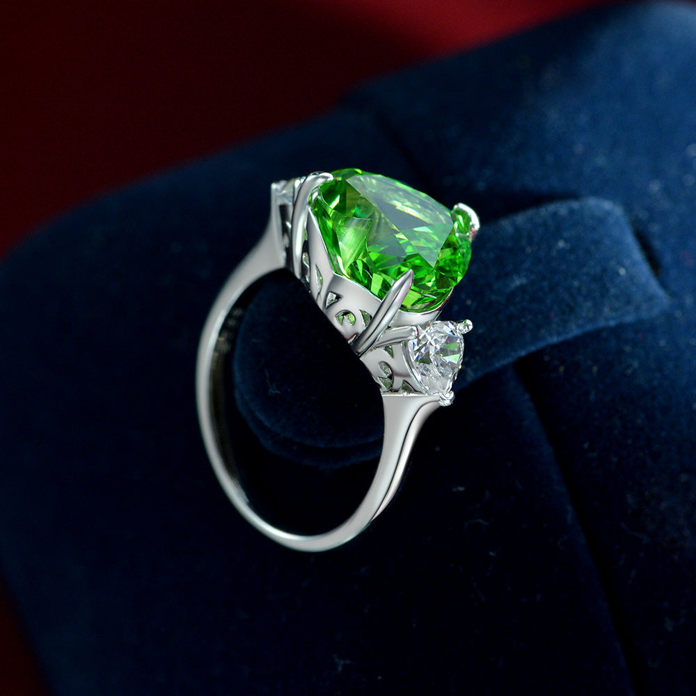 Heart Shaped Gemstone Three Claw Sterling Silver Ring