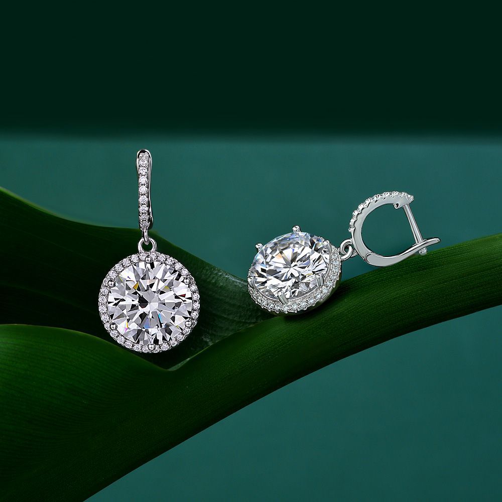Korean Style Round Cut Gemstone Sterling Silver Earring
