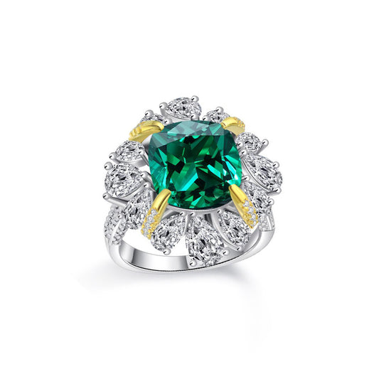 Luxury Emerald Sterling Silver Enhancer Ring