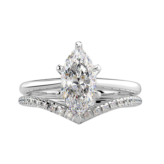 Marquise Super Shining Sterling Silver Ring Set