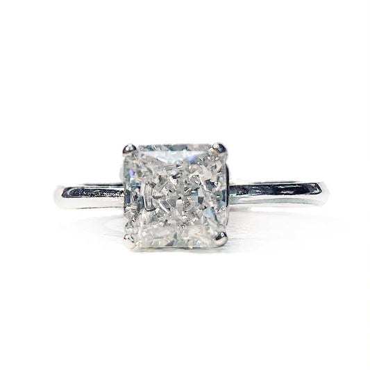Minimalism Style Princess Cut Stone Silver Ring