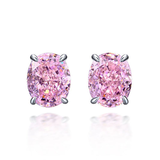 Oval Cut Gemstone Sterling Silver Ear Stud