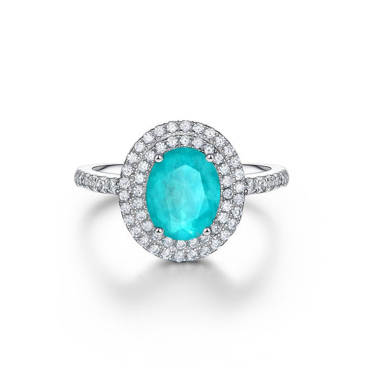 Bohemia Style Paraiba Gemstone Sterling Silver Enhancer Ring