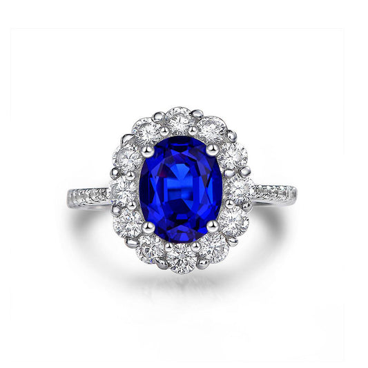 Oval Sapphire Sterling Silver Ring