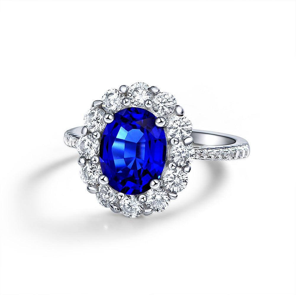 Oval Sapphire Sterling Silver Ring