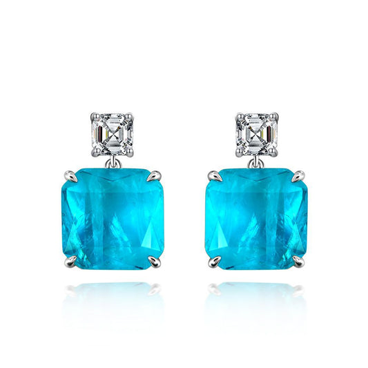 Paraiba Stone Simple Style Sterling Silver Earring