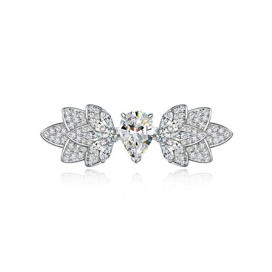 Pear Shaped Stone Maple Leaf Silver Ring