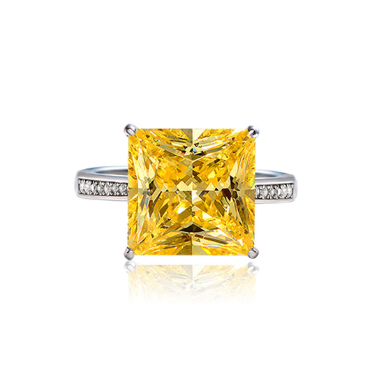Princess Cut 15.5 Carat Gemstone Sterling Silver Ring