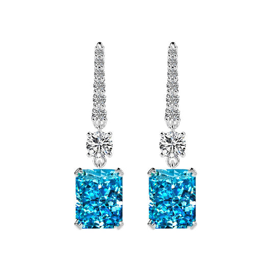 Princess Cut Gemstone Sterling Silver Earring
