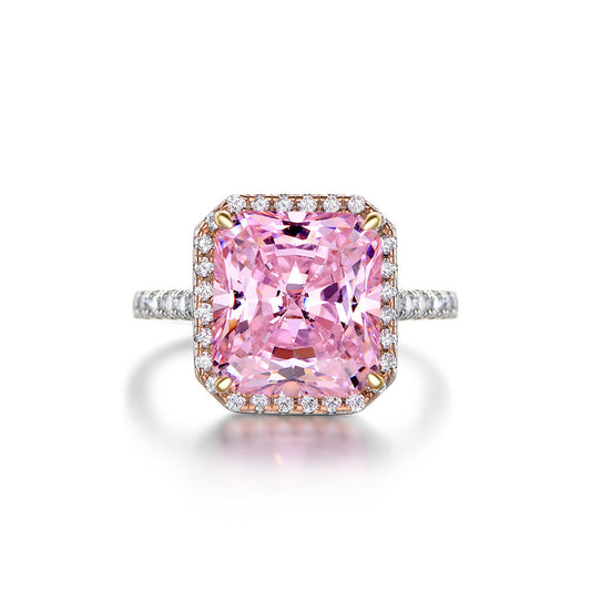 Princess Cut Rose Quartz Sterling Silver Ring