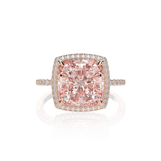 Cushion Cut Rose Gold Sterling Silver Ring