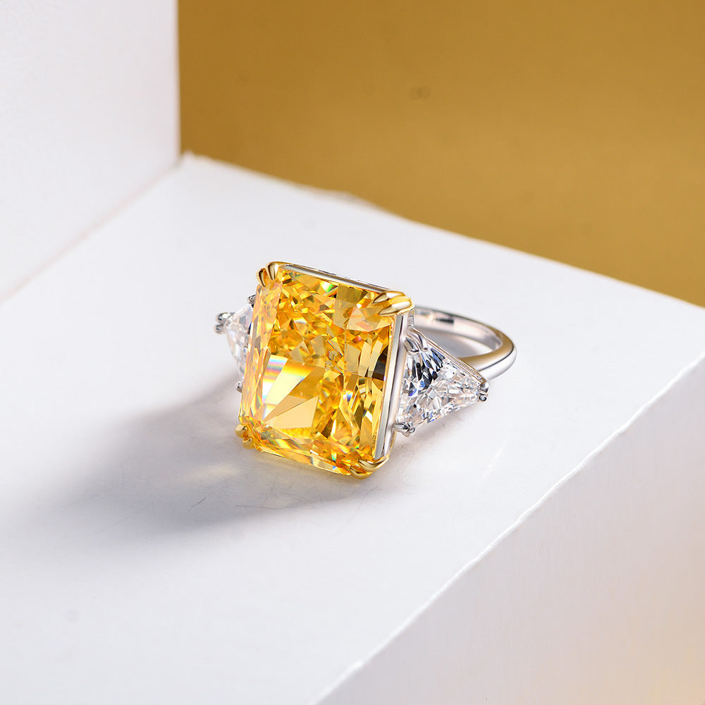 Princess Cut Gemstone Sterling Silver Ring