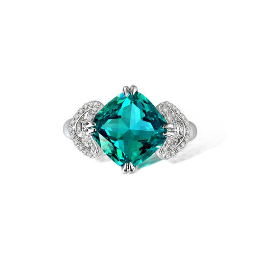 Radiant Cut Tourmaline Sterling Silver Enhancer Ring