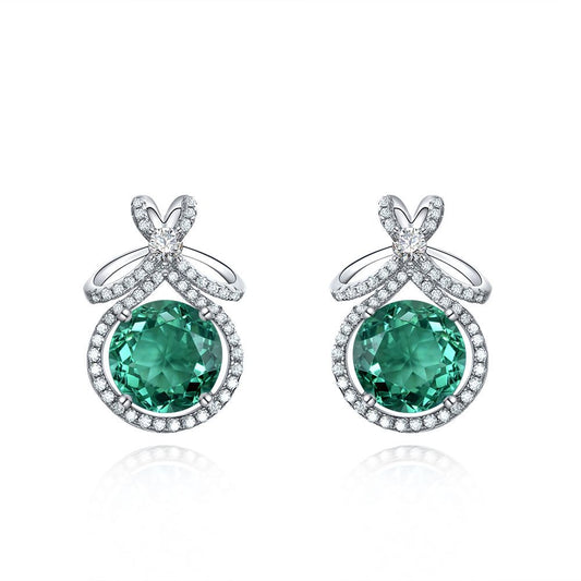 Round Cut Gemstone Sterling Silver Earring
