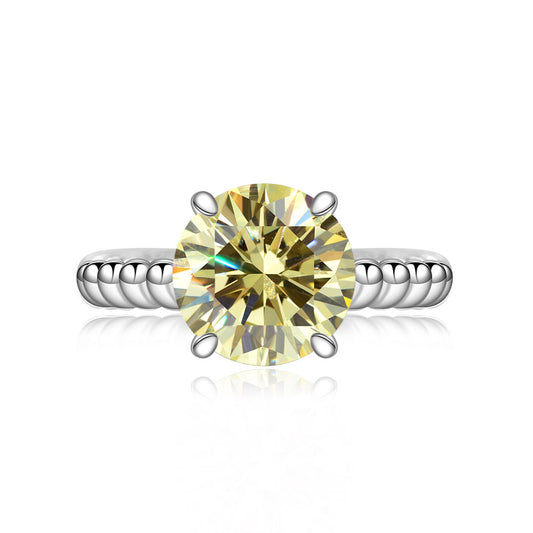 Round Cut Stone Rope Style Setting Silver Ring