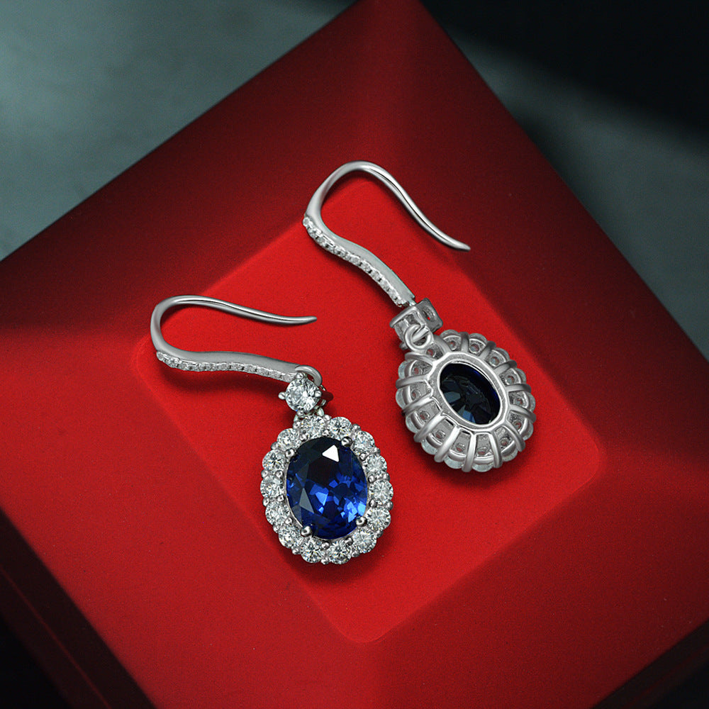 Royal Blue Sapphire Sterling Silver Earring