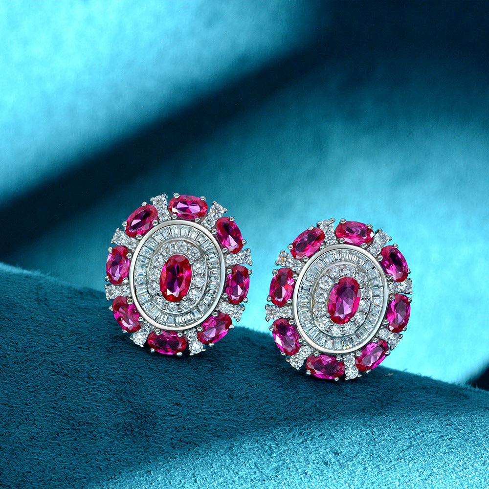 Ruby Gemstone Sterling Silver Earring