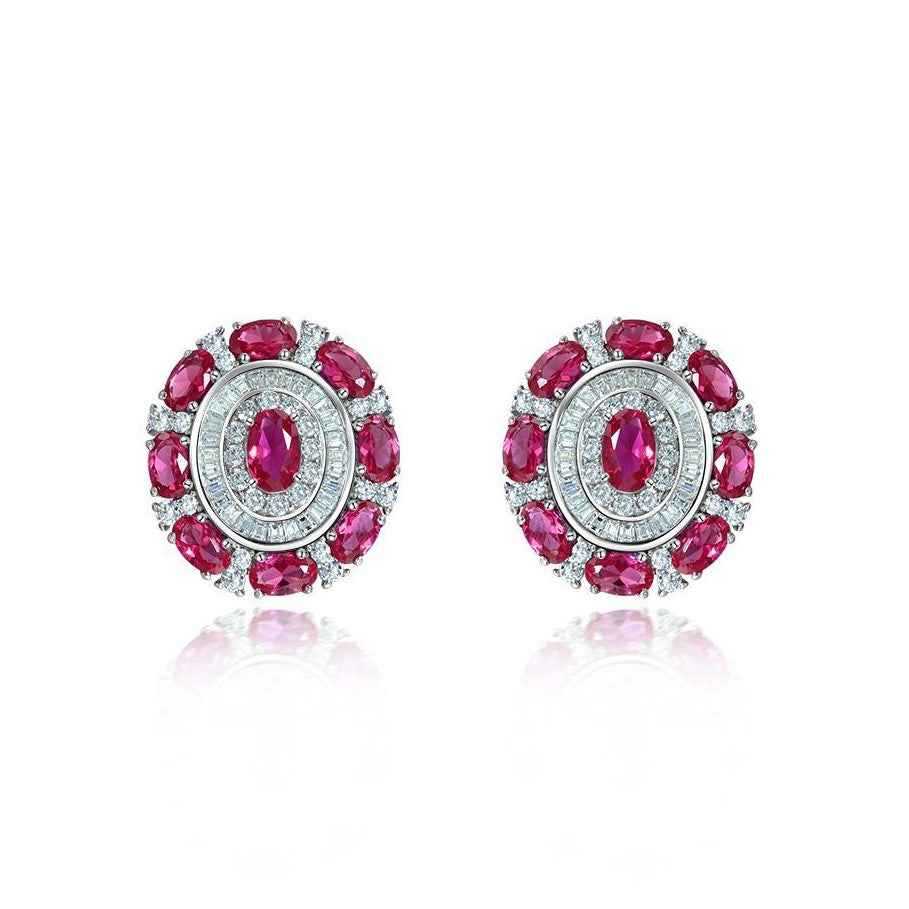 Ruby Gemstone Sterling Silver Earring