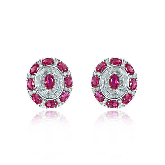 Ruby Gemstone Sterling Silver Earring
