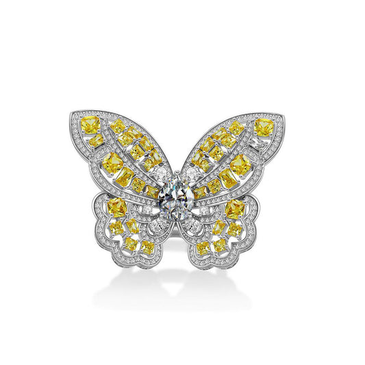 Yellow Butterfly Sterling Silver Enhancer Ring